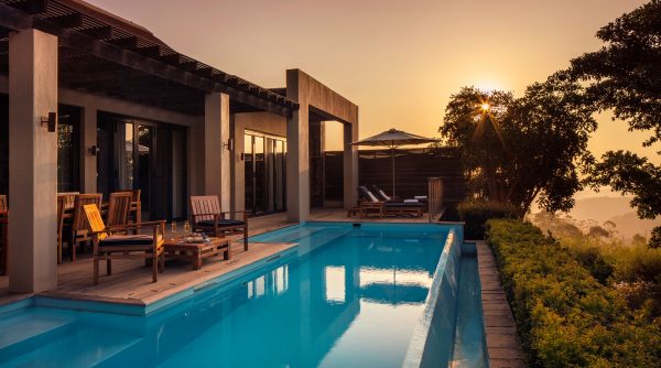 Presidential Lodge 2 Pool and Terrace at Dusk