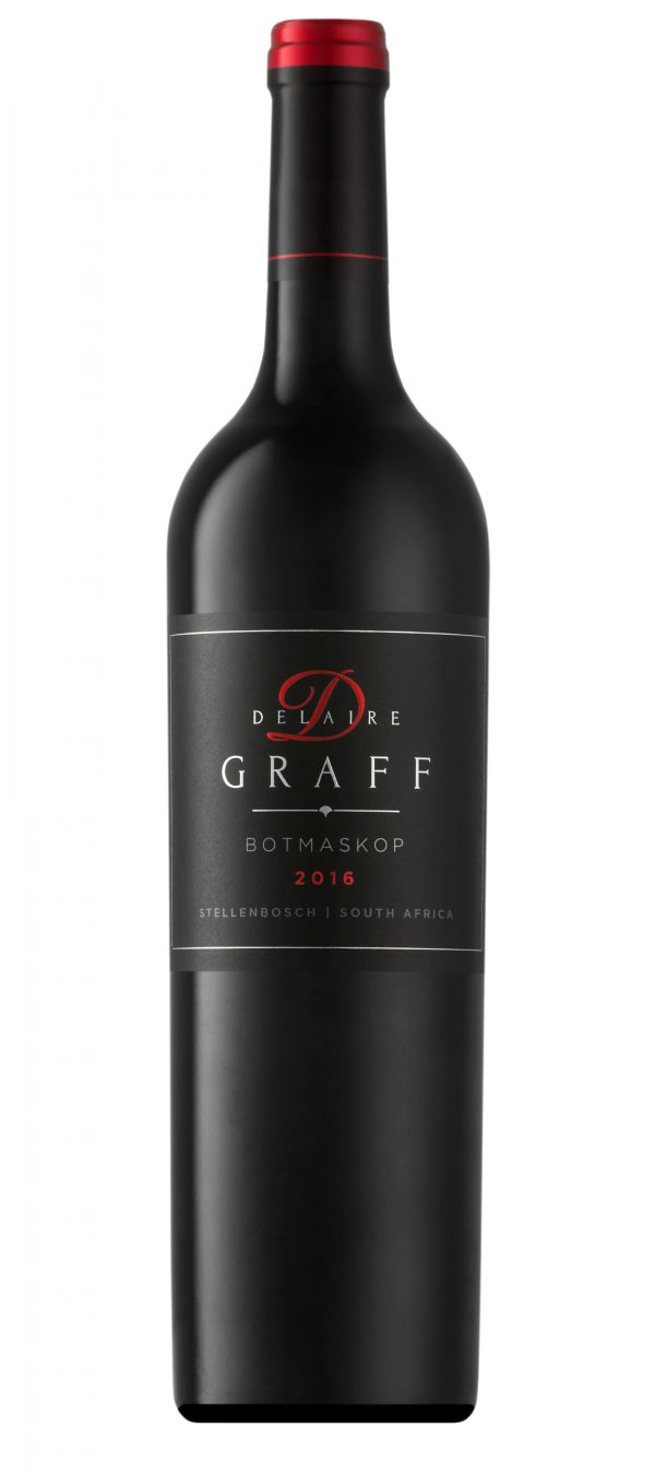 A bottle of Delaire Graff Botmaskop 2016 wine