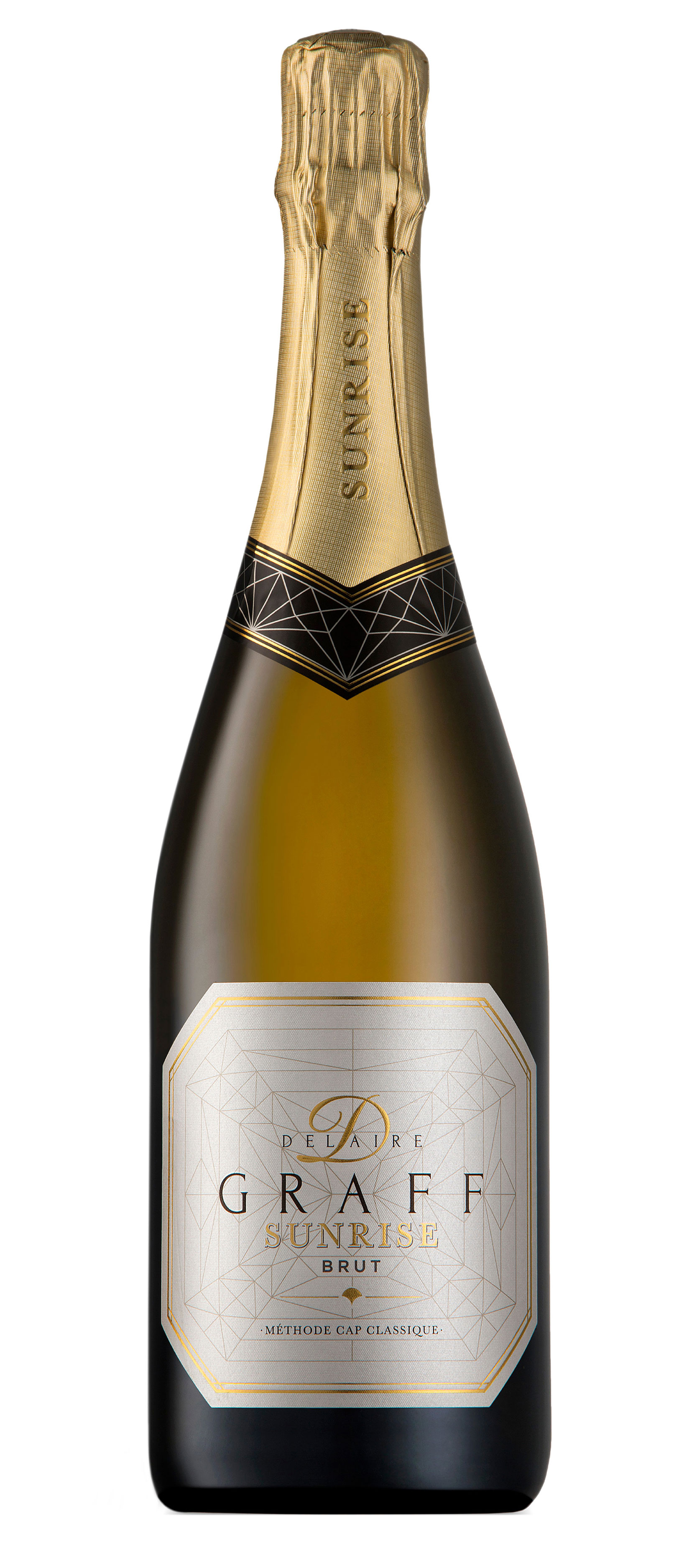 A bottle of Delaire Graff Sunrise Brut sparkling wine