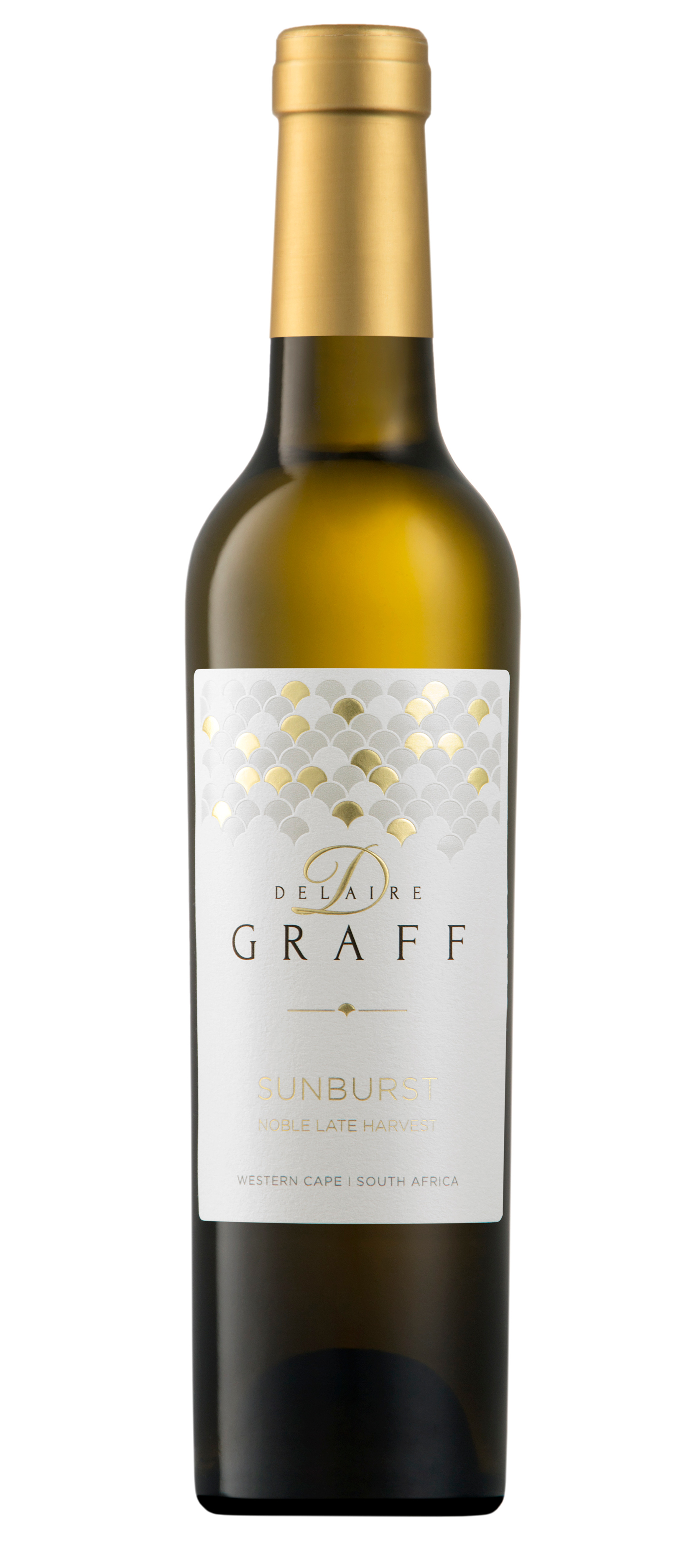 A bottle of Delaire Graff Sunburst wine