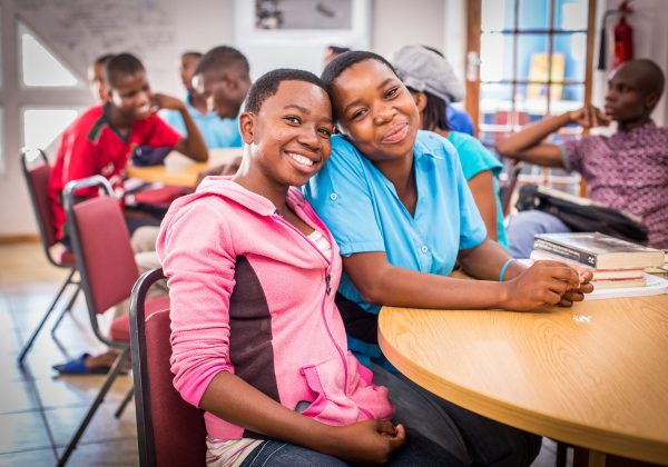 Young people smiling at the Graff Leadership centre in Botswana