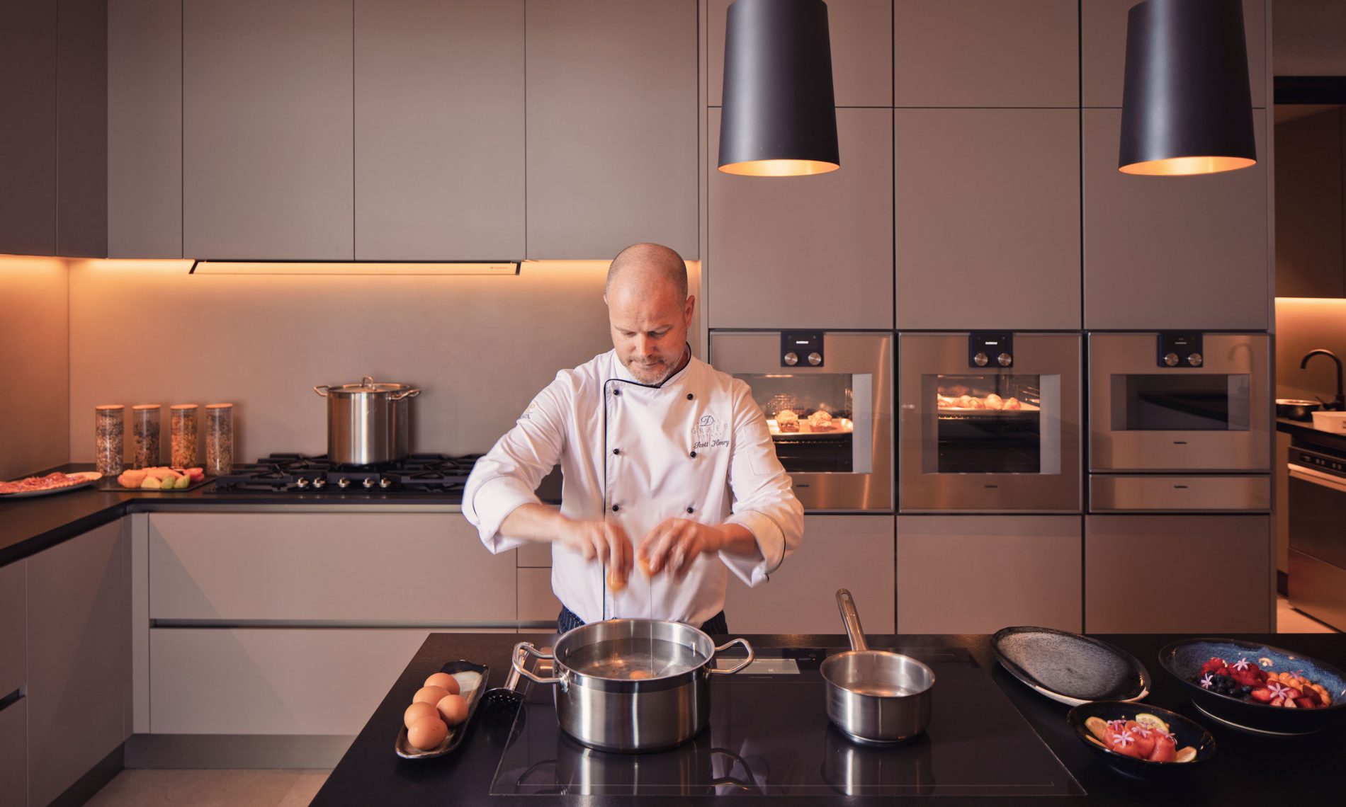 A private chef in the Owner's Villa kitchen