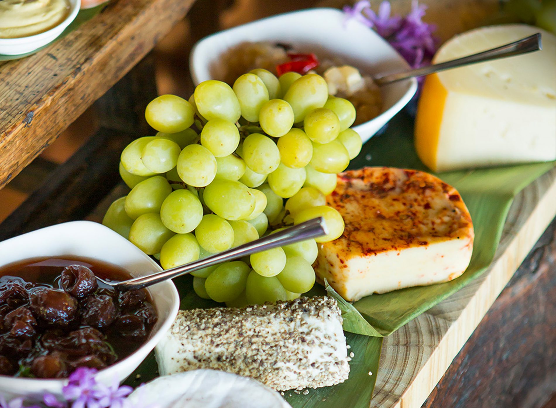 Savoury breakfast cheese board at Delaire Graff Estate