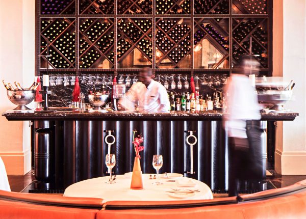 Delaire Graff Restaurant waiters and barman at work in the restuarant