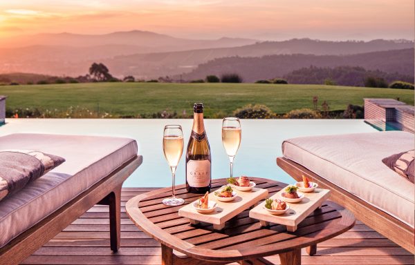 Delaire Graff sparkling wine and canapés at sunset