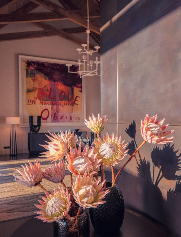 Flowers and art within the Owner's Villa