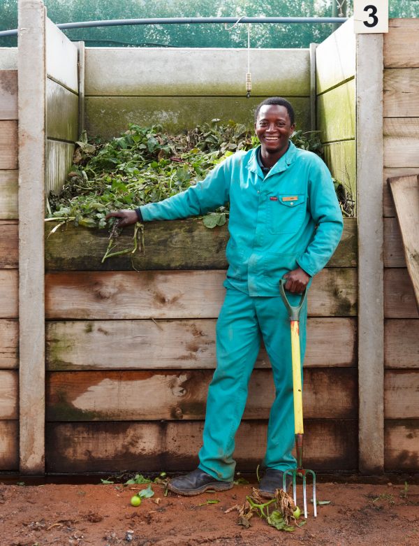 Jerry the gardener at Delaire Graff Estate tending to the Estate wormery