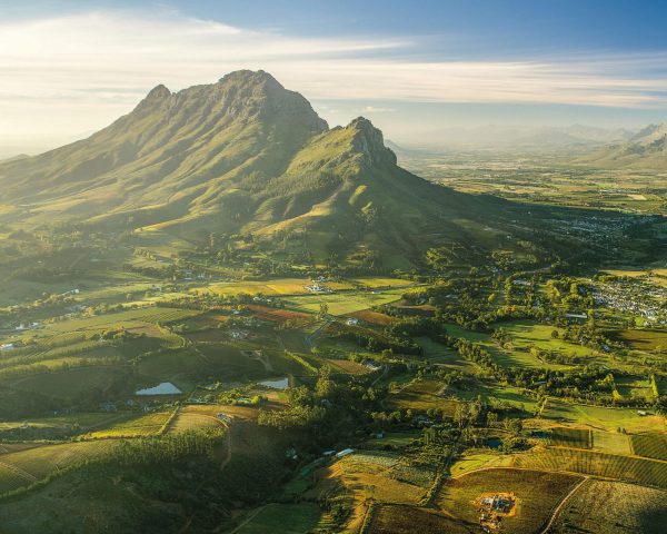 An aerial view of Delaire Graff Estate