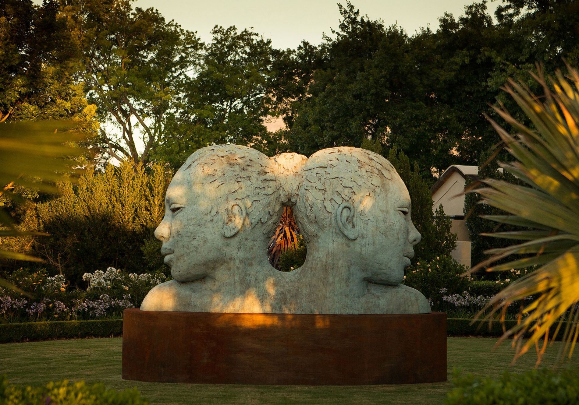 A sculpture by Lionel Smit in the gardens of Delaire Graff Estate