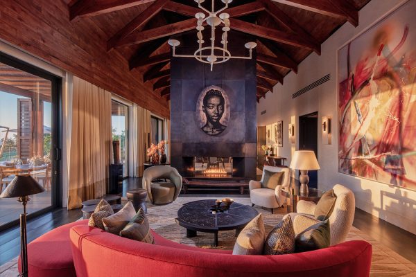 The Owner's Villa living room interior at Delaire Graff Estate designed by David Collins Studio