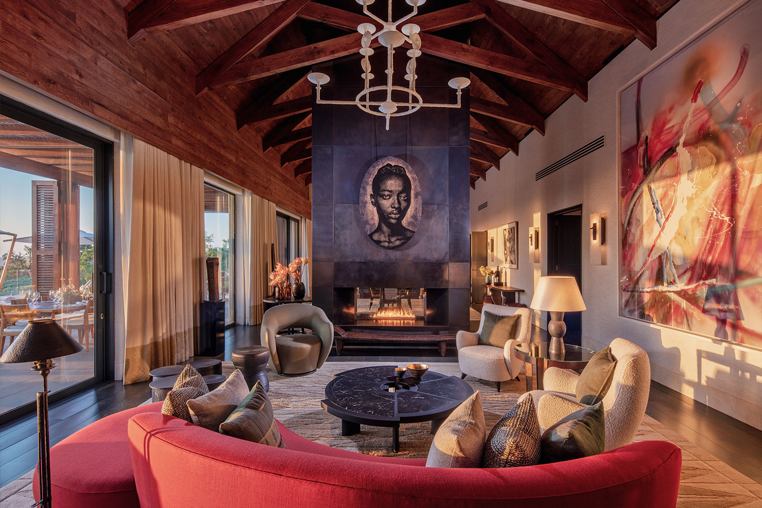 The Owner's Villa living room interior at Delaire Graff Estate designed by David Collins Studio