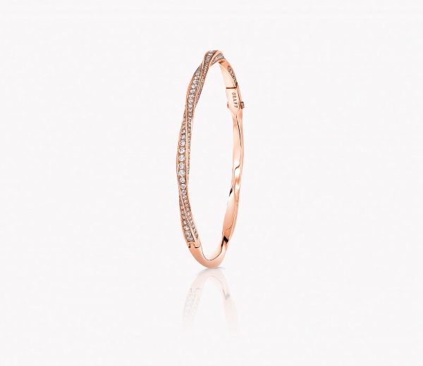a Graff Spiral diamond pave bangle set in rose gold
