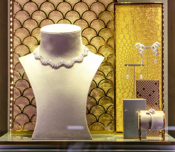 Graff jewellery in a showcase