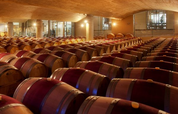 Oak barrels in the cellars of Delaire Graff Estate winery