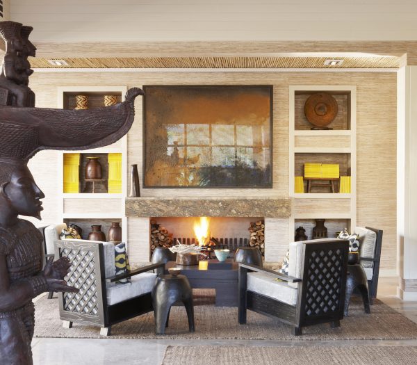 Delaire Graff Lodge Reception Fire Place